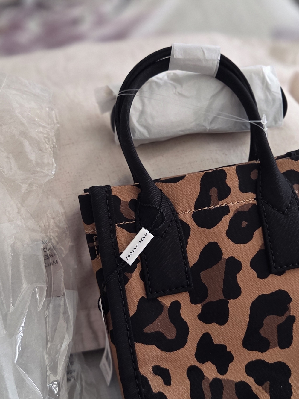 Marc Jacobs Leopard-Print Mini Tote in Brown and Black - Picture 3 of 4